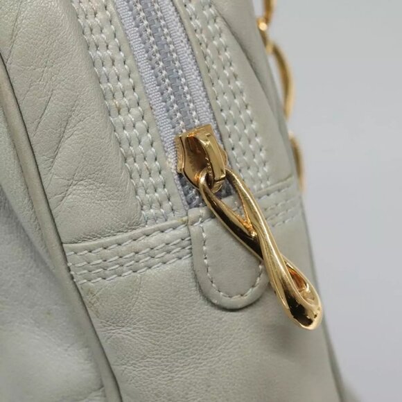 LOEWE Anagram Chain Shoulder Bag Leather Gray Gold Auth mr1092 - Picture 14 of 16